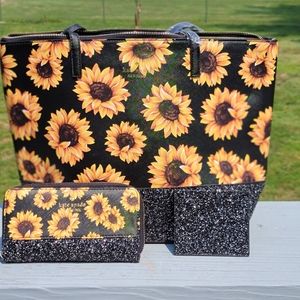 Leather Handbags Kate Spade Sunflower Purse And Wallet Set Leather